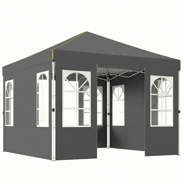 Outsunny Tenda Pieghevole 3x3 m Pop-up con UPF50+ 4 Pannelli Rimovibili Altezza Regolabile e Borsa da Trasporto Grigio Scuro | Aosom Italy