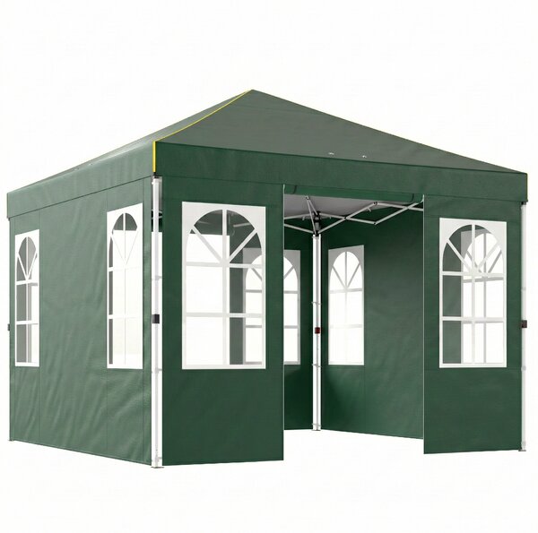 Outsunny Gazebo Pieghevole 3x3 m Pop-up con UPF50+ 4 Laterali Rimovibili Altezza Regolabile e Borsa per Trasporto Verde | Aosom Italy