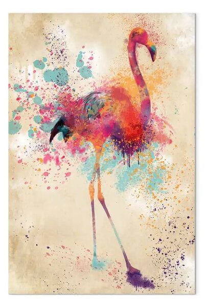 Quadro Fenice acquerellata - uccello colorato futuristico