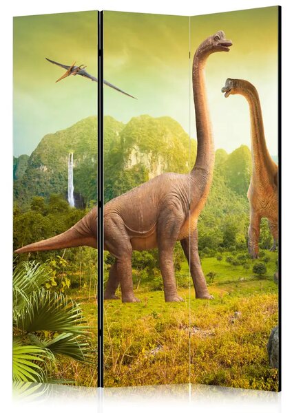 Paravento design Dinosauri - rettili preistorici e paesaggio per bambini