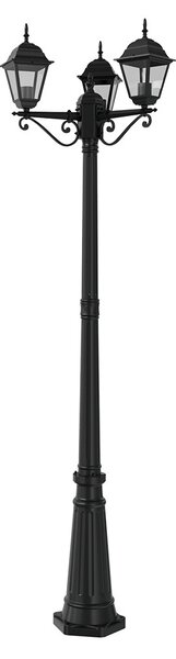 Lampione Storico con 3 Lanterne 200cm E27 IP54 Nero - Serie ALFIERI