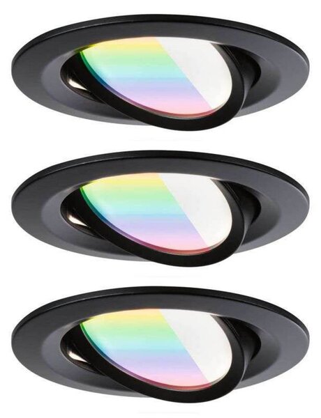 Paulmann LED da incasso Nova Coin Smart nero RGBW, set 3, 8,4 cm Smart, dimmerabile, Nero, Soggiorno / Sala da pranzo, Alluminio, Moderno