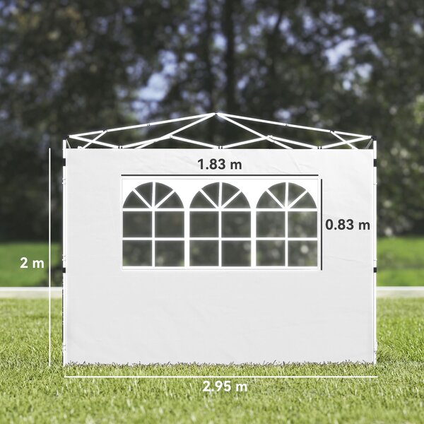 Outsunny Pannelli laterali per gazebo 3 x 3 m pannelli per gazebo con finestra set da 2 tessuto Oxford bianco | Aosom Italy