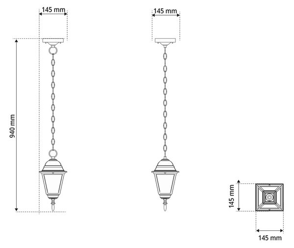 Lanterna Vintage a Sospensione E27 IP54 Corten - Serie Alfieri