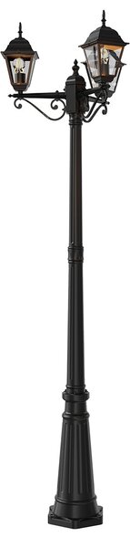 Lampione Storico con 3 Lanterne 200cm E27 IP54 Nero - Serie ALFIERI