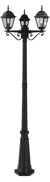 Lampione Storico con 3 Lanterne 200cm E27 IP54 Nero - Serie ALFIERI