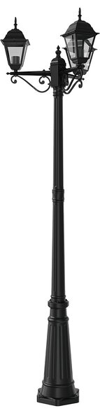 Lampione Storico con 3 Lanterne 200cm E27 IP54 Nero - Serie ALFIERI