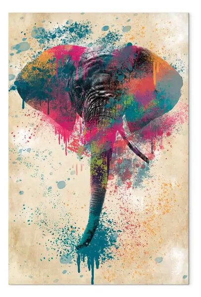 Quadro Elefante acquerellato - elefante colorato futuristico