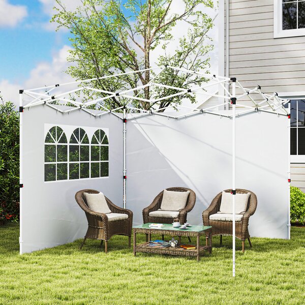 Outsunny Pannelli laterali per gazebo 3 x 3 m pannelli per gazebo con finestra set da 2 tessuto Oxford bianco | Aosom Italy