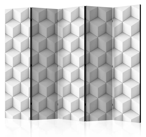 Paravento separè Cubetti 3D - figure geometriche in astrazione bianca