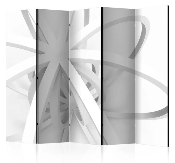 Paravento separè Forma bianca - astrazione geometrica chiara con cerchi