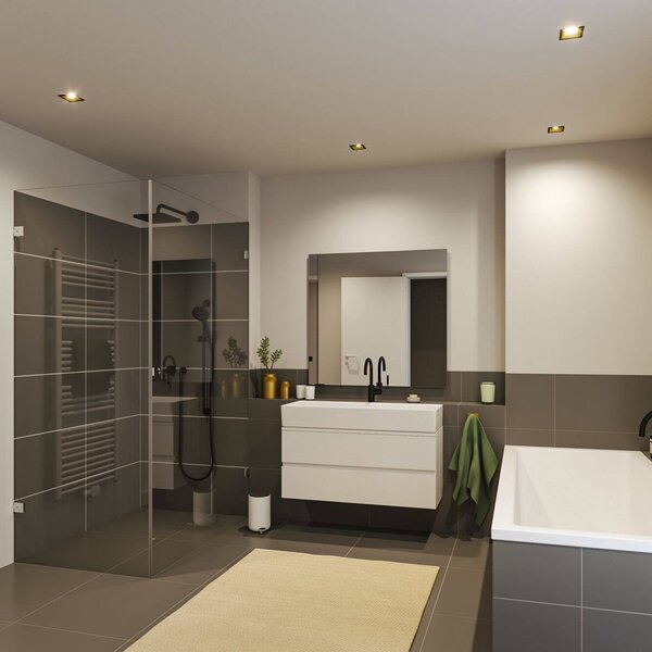 Paulmann LED da incasso Cole Coin nero/oro angolare IP44 dimmerabile 3x Coin,, Nero, Bagno, Alluminio, Moderno