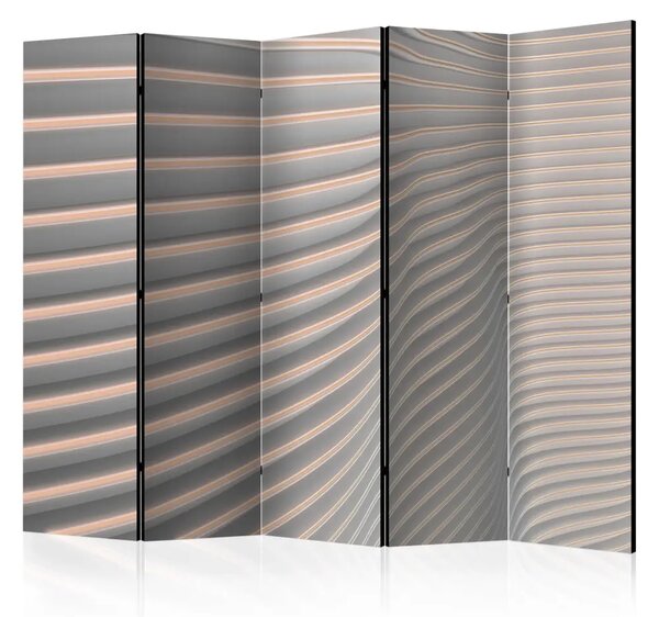 Paravento design Bande fantastiche II - astrazione grigio-arancione in 3D