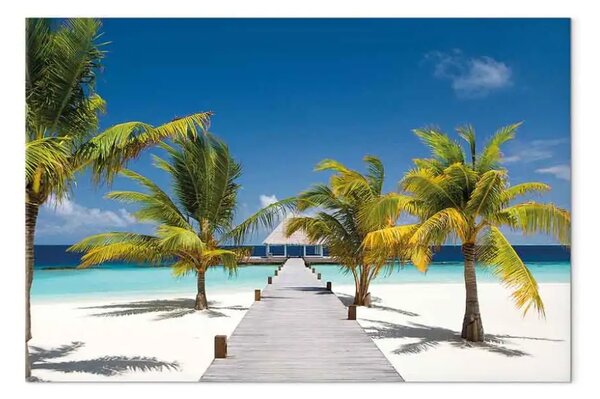 Quadro su tela Paradiso alle Maldive largo - paesaggio di isola tropicale
