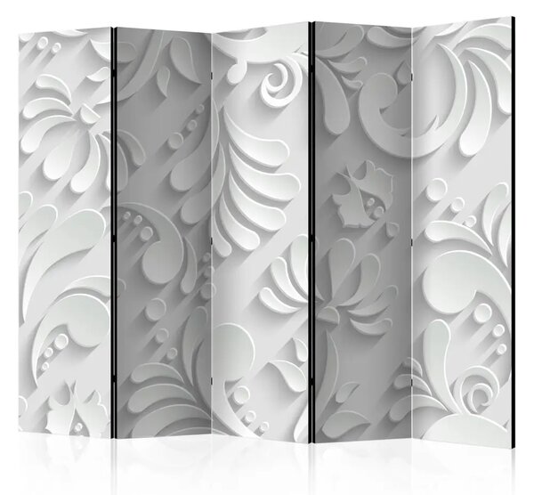 Paravento design Tema floreale retrò - motivo bianco con fiori