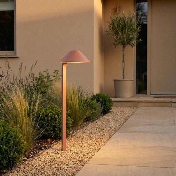 Lampada LED con picchetto Lindby Capelo, color terra, 78 cm, IP65 Capelo, Terracotta, Alluminio, Moderno