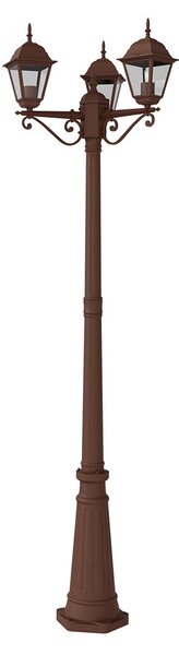 Lampione Storico con 3 Lanterne 200cm E27 IP54 Corten - Serie ALFIERI