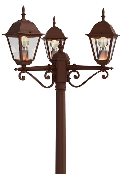 Lampione Storico con 3 Lanterne 200cm E27 IP54 Corten - Serie ALFIERI