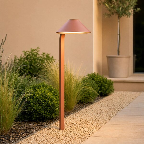 Lampada LED con picchetto Lindby Capelo, color terra, 78 cm, IP65 Capelo, Terracotta, Alluminio, Moderno