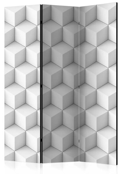 Paravento Cubetti bianchi - astrazione geometrica in 3D