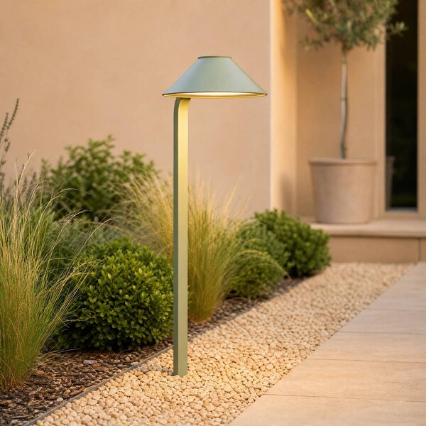 Lampada LED con picchetto Lindby Capelo, verde chiaro, 78 cm, IP65 Capelo, Verde, Alluminio, Moderno