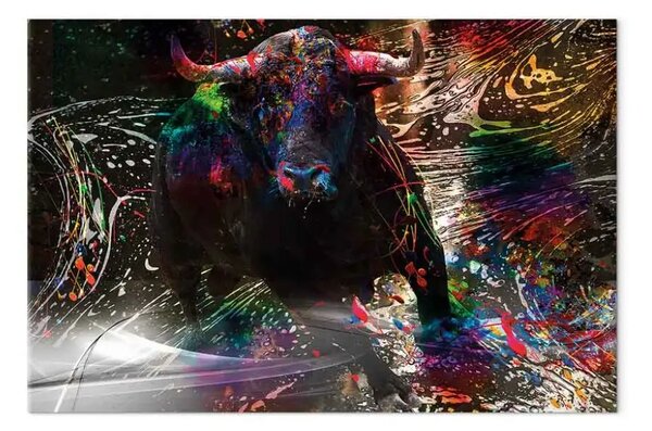 Quadro contemporaneo Testosterone largo - animale colorato astratto