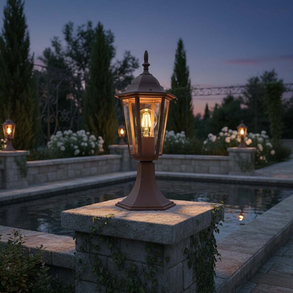 Paletto Lanterna Vintage 40cm E27 IP54 Corten - Serie Tosca