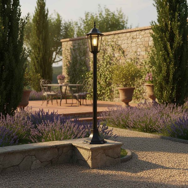Paletto Lanterna Vintage 100cm E27 IP54 Nero - Serie Tosca