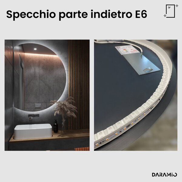 Specchio rotondo con luce LED E6