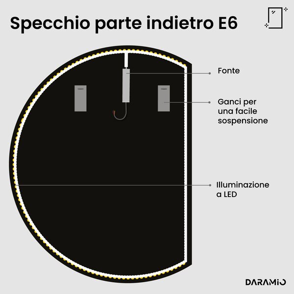 Specchio rotondo con luce LED E6