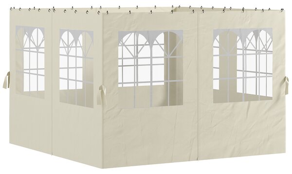 Outsunny Pannelli laterali per gazebo, 4 pannelli laterali per gazebo da giardino, con cerniera, gazebo 3 x 4 m, bianco crema | Aosom Italy