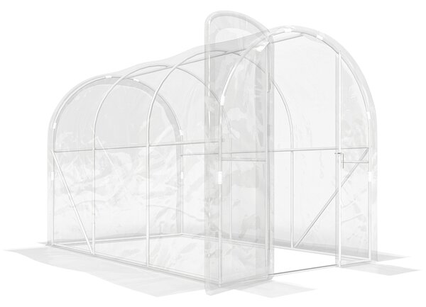 Outsunny Serra da giardino a tunnel 3 x 2 x 2 m 6 m² con porta a cerniera telo in PE 150 g/m² per ortaggi piante fiori | Aosom Italy