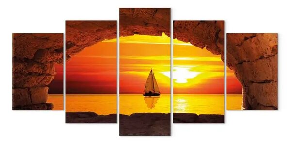 Quadro contemporaneo Fino alla fine del mondo (5 pezzi) grande