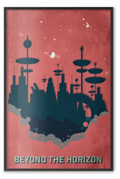 Poster: Oltre l'Orizzonte - astrazione spaziale con architettura e scritte