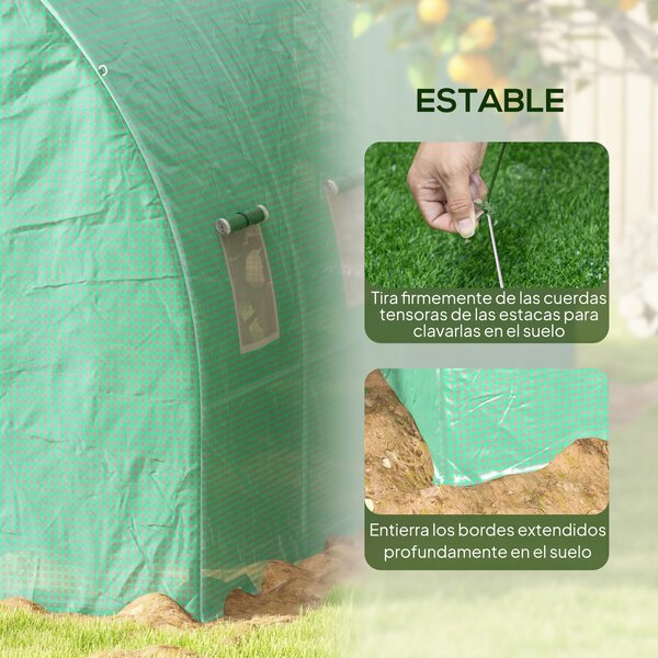 Outsunny Serra a Tunnel 6x3x2 m con Sistema di Irrigazione Integrato 12 Finestre con Rete e 1 Porta Avvolgibile Verde | Aosom Italy
