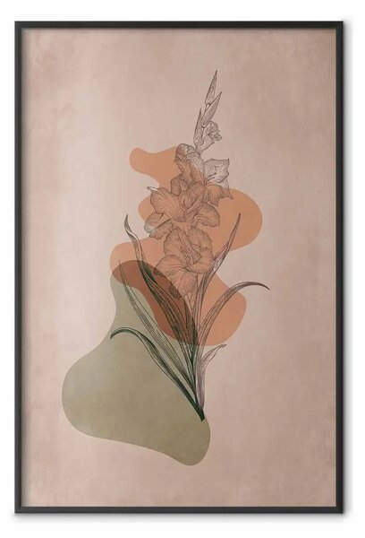 Poster: Spada - calda astrazione con fiore e forme arrotondate in stile boho