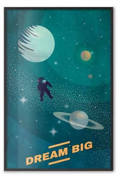 Poster: Sogni Celesti - astrazione spaziale con astronauta e scritte