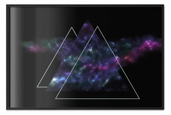 Poster: Specchio Cosmico - astrazione geometrica a triangoli su sfondo scuro