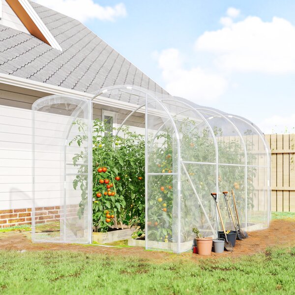 Outsunny Serra da giardino a tunnel 3 x 2 x 2 m 6 m² con porta a cerniera telo in PE 150 g/m² per ortaggi piante fiori | Aosom Italy