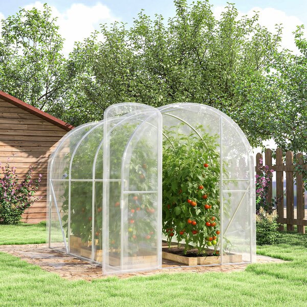 Outsunny Serra da giardino a tunnel 3 x 2 x 2 m 6 m² con porta a cerniera telo in PE 150 g/m² per ortaggi piante fiori | Aosom Italy
