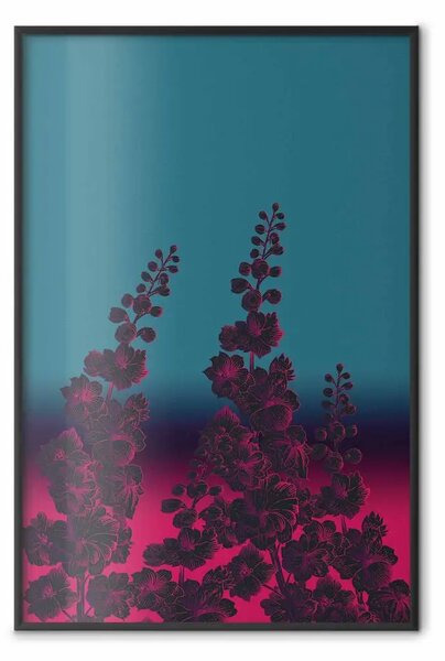 Poster: Fiori Spaziali - astrazione con natura su sfondo variabile