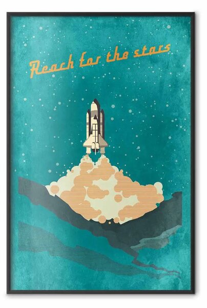 Poster: Raggiungi le Stelle - astrazione spaziale con razzo tra le stelle