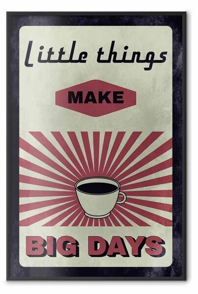 Poster: Piccole Cose Grandi Giorni - caffè e scritte in inglese in stile retrò