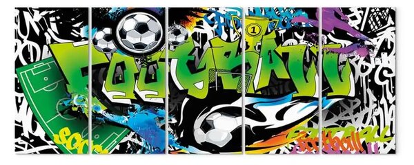 Quadro Graffiti calcistici (5 pezzi) stretto - pallone in stile street art