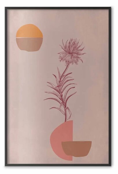 Poster: Ortensia - astrazione boho con pianta in fiore nei colori caldi