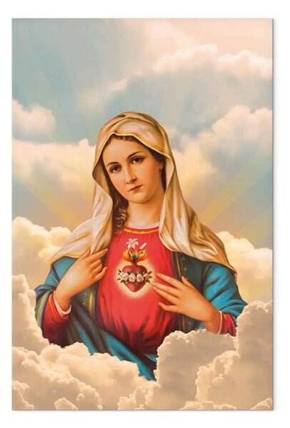 Quadro Maria verticale - figura della Madonna tra le nuvole