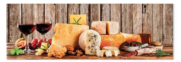 Quadro su tela Banchetto estivo stretto - natura morta di formaggi colorati