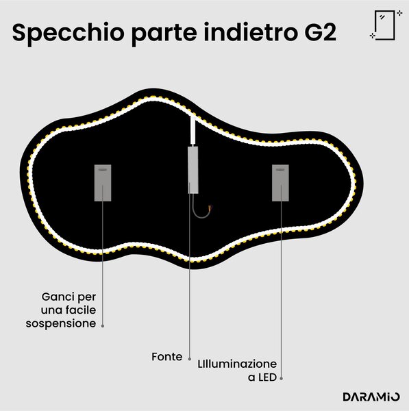 Specchio atipico con luce LED G2