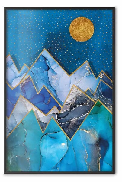 Poster: Passeggiata notturna - astrazione con paesaggio montano