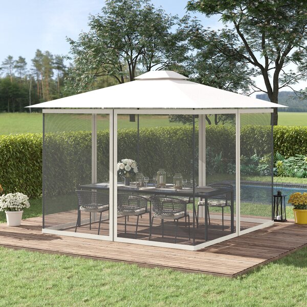 Outsunny Zanzariere per gazebo da giardino 3 x 3 m - set da 4 zanzariere con zip + ganci di fissaggio - poliestere nylon | Aosom Italy